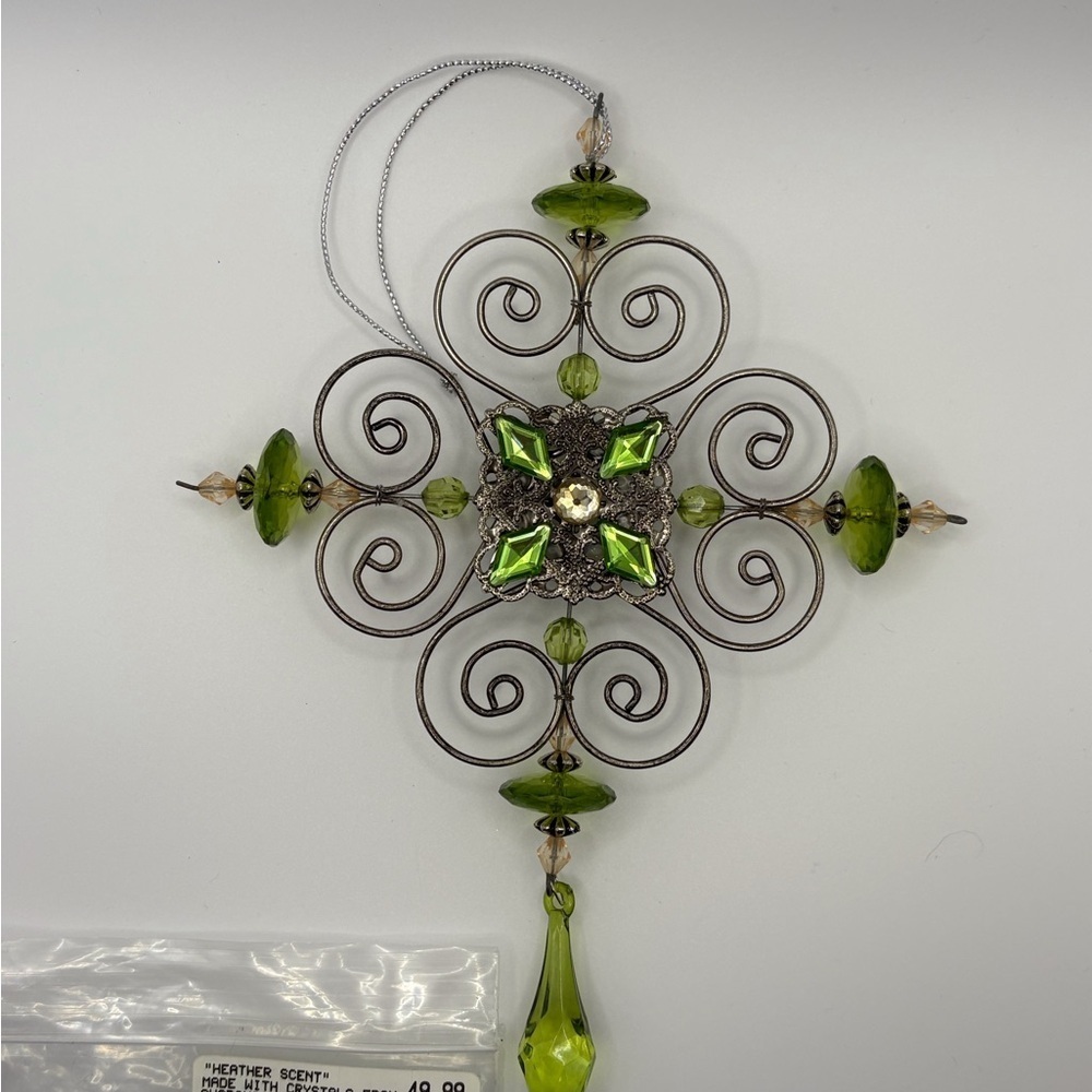 Green Holiday Ornament with Swarovski Crystals - Picture 2 of 4
